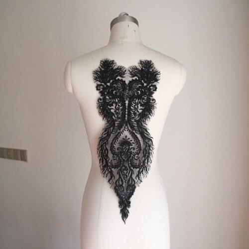 New Arrival 1PC High End Luxury Beaded Craft Flower Embroidery Sewing Lace Neckline Applique Trims 3D Venise Patches Swiss