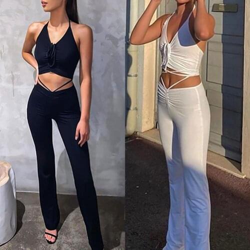 New Arrival!!! Sexy Women Sleeveless Halter Camisole Skinny Trousers Pants Two Piece Set Outfit