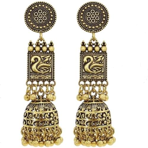 New Bohemian Retro Ethnic Style Tassel Bell Pendant Earrings Ladies Party Jewelry Accessories