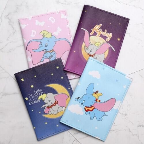 Disney Cute Dumbo Passport Cover Transparent PVC Girls Heart Pass Card Protection Travel Certificate ID Card Pass Holder