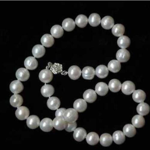 Hot Real Fresh water 8-9mm White Pearl Necklace 18"
