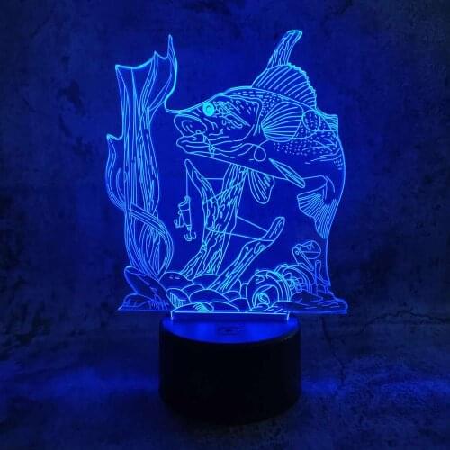 Underwater Fish 3D Lamp USB Charge Remote 7 Color Change Lava Night Light Kid Sleeping Lighting Home Bedroom Decor Xmas Gift