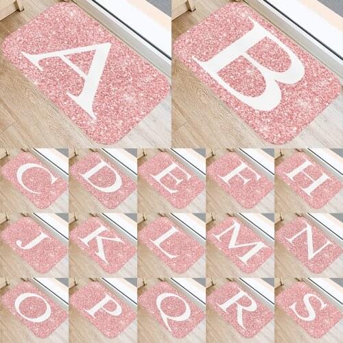 Pink Spot Letter Pattern 40*60cm Kitchen Entrance Door Mat Coral Velvet Carpet Doormat Indoor Floor Mats Anti-Slip Rug 48079