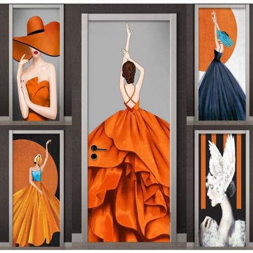 GY Beauty Door Stickers Self-Adhesive Wall Stickers Creative Glass Door Wardrobe Renovation Decorative Stickers