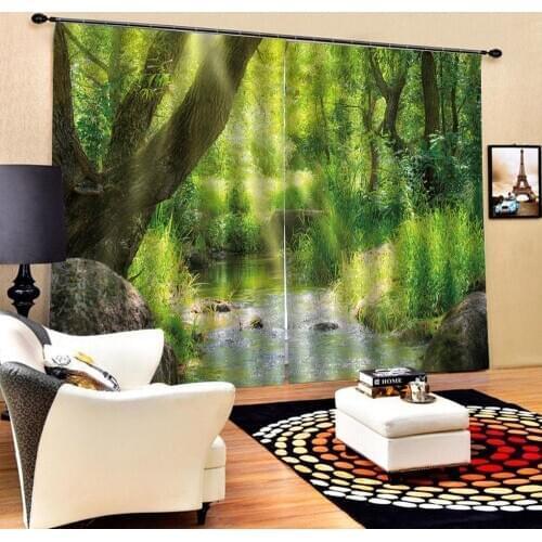 Green scenery curtains Luxury Blackout 3D Window Curtains For Living Room Decoration curtains