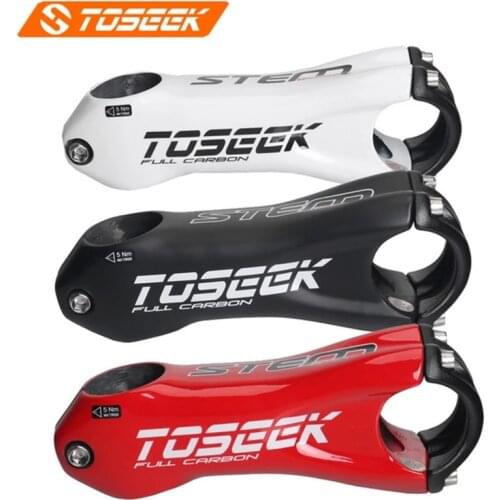 TOSEEK Carbon Bike stem Handlebar Diameter 31.8mm ±10 Degrees 80/90/100/110mm Road Bike Mountain Bicycle Parts 3 colors