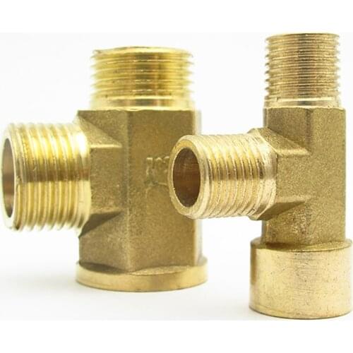 1/8" 1/4" 3/8" 1/2" BSP Female x Male x Male Thread Tee Type 3 Way Brass Pipe Fitting Adapter Coupler Connector