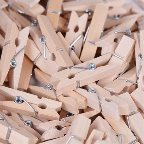 50/100PCS Natural Mini Spring Wood Clips Clothes Photo Paper Peg Pin Clothespin Craft Clips Party Home Decoration Wholesale