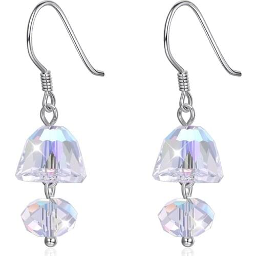 ZEMIOR S925 Sterling Silver For Women Shiny Chandelier Drop Earrings Geometry Austria Crystal Earring Female Party Jewelry