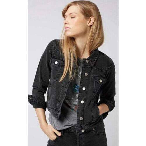 Women Denim Jacket Coat Autumn Winter Long Sleeves Jackets Jeans Lapel Tops Basic Pocket Single Breasted Casual Outwear