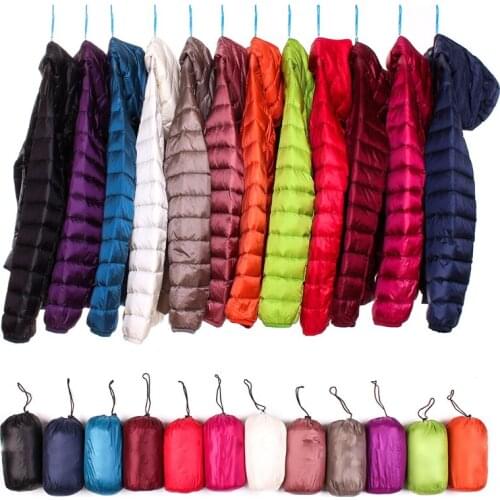 Women Winter 90% White Duck Down Jacket Ultra Light Casual Hooded Coat Female Solid Color Outerwear Plus Size Zipper Parkas A568