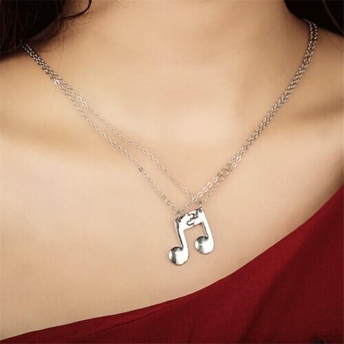 1 Pair New Style BFF Best Friends Music Notes Pendant Necklace Woman Good Friends Couple Love Jewelry