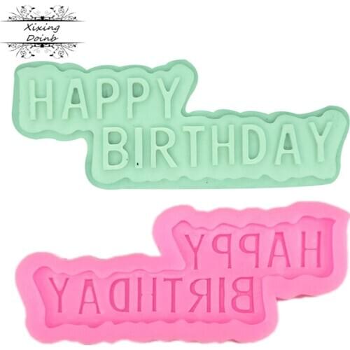 1Pcs DIY Happy birthday shape Sugarcraft Silicone Molds letter Gumpaste Chocolate Fondant Cake Decorating Tools wholesale