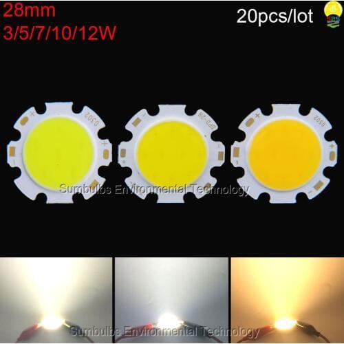 10PCS 28MM 3W 5W 7W 10W 12W LED Rounded Chip On Board COB Light Source Warm Nature Cold White for Spotlight Downlight DIY 2820