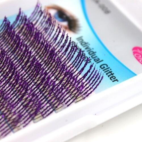 12mm C Curl 3D Individual Glitter Shiny Eyelash Extensions Silver / Violet Fashion False Eyelashes