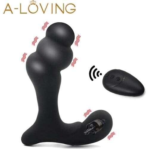 12 Mode Powerful Prostate Massage Anal Beads Vibrator Remote Control Big Butt Plug Dildo Male Masturbator Sex Toys for Adult Men