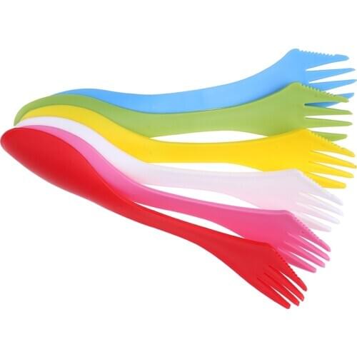 Outdoor Spork 3 In 1 Spoon Fork Cutter Travel Camping Hiking Picnic Utensils Plastic Spork Combo Travelling Gadget Cutlery