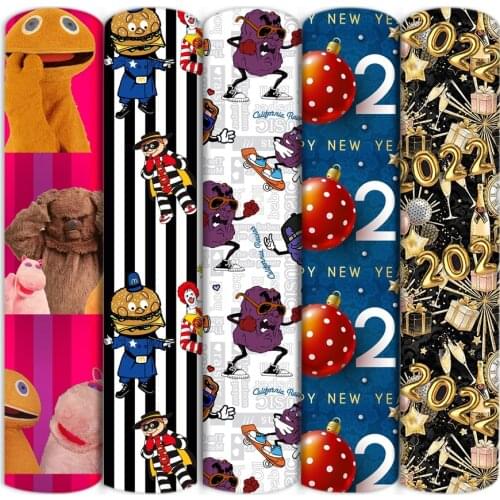 50*145cm Happy New Year 2022 Cartoon Polyester Cotton Fabric Patchwork Tissue Kid Home Textile Sewing Doll Dress,1Yc20340