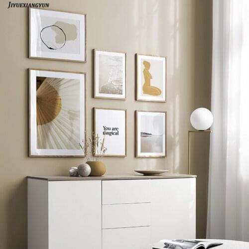 Abstract Figure Seaside scenery Poster Wall Art Canvas Print Painting Minimalist Home Decor Bedroom Backdrop Pictures