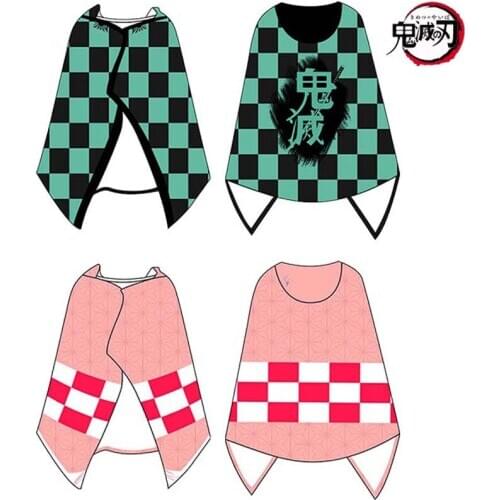 Anime Demon Slayer Kimetsu no Yaiba Tanjirou Nezuko Zenitsu Giyuu Cosplay Costume Hoodie Cape Cloak Flannel Top Cute Lolita Girl