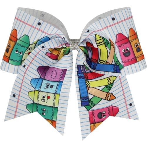 2pcs/7.5inch "Back To School Cheer Bow For Girls Kids Ribbon school Bows With Elastic Band first day of school Hair Accessories