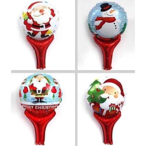 Free 100pcs/lot Merry christmas party decorations Inflatable holder Xmas foil balloons toys for children Aluminum foil ballon