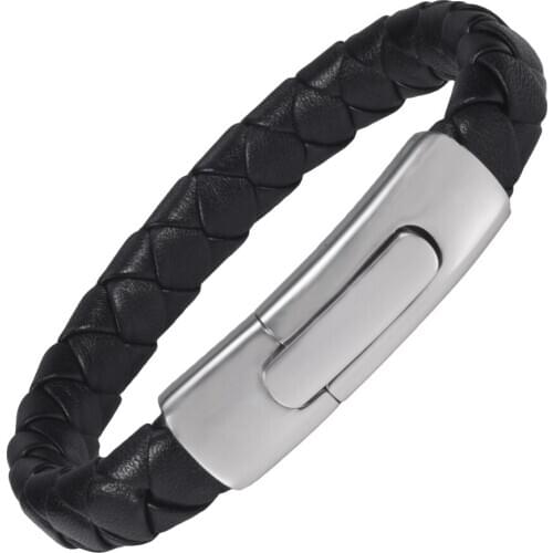 Wollet Jewelry Bio Magnetic Stainless Steel Silicone Leather Bracelet Bangle For Men Germanium Magnet Black Rubbers Wristbands