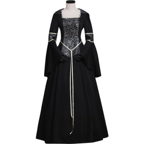 Brand Womens Black Medieval Renaissance Victorian Dresses Costumes Ball Gown Dresses Custom Made