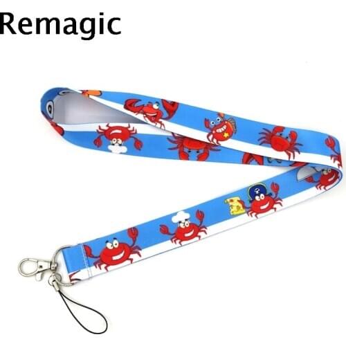 20pcs Crab ocean Neck Strap Lanyard keychain Mobile Phone Strap ID Badge Holder Rope Key Chain Keyrings cosplay Accessory Gifts