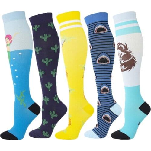 Novelty Compression Stockings Men Women Pineapple Butterfly Mermaid Shark Happy Funny Varicose Vein Nursing Compression Socks