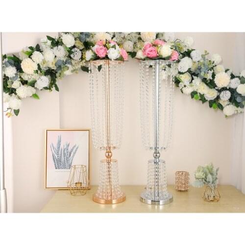 Hotel Decoration Vase Wedding Crystal BeadCurtainRoad Lead EuropeanFlowerStand Creative Home Lving RoomFlower Arrangement