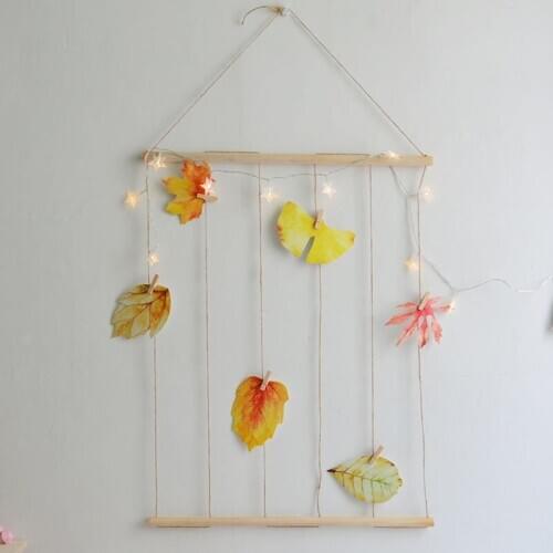 Wood Rope Wall Hanging hanger Pictures Postcard Bulb Leaf Board Child room Nordic decoration Rack photography Home craft DIY INS