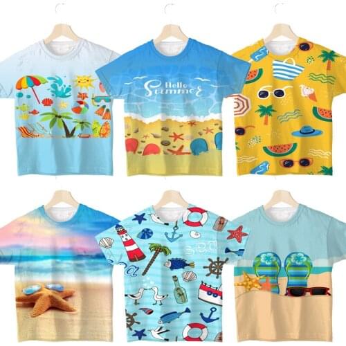 Children Summer Beach 3D Print T Shirts the Sea Player T-shirts for Girls Boys Kids Cartoon Tshirts Tops Toddler Summer Tee