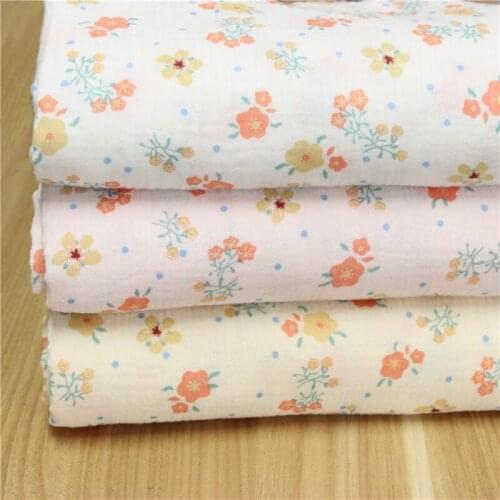 Flower Breathable Cotton Crepe Fabric Print Cotton Crepe Fabric for DIY Sewing Quilting Patchwork Baby Cloth Sleepwear