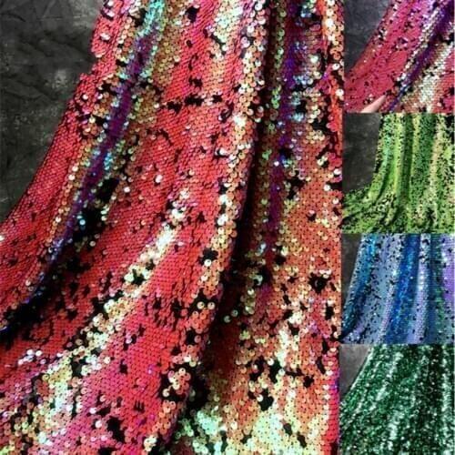Color Blue Apple Red Light Green elastic sequin fabric for latin dance formal dress diy sewing material seqion fabric 0.5X1.3M