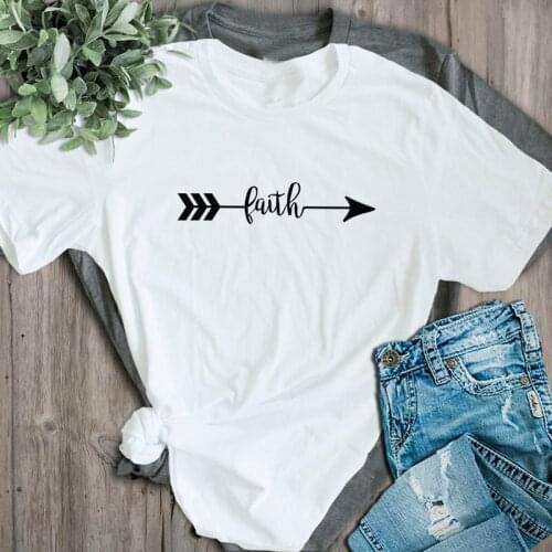 Faith t-shirt arrow graphic unisex cotton casual religion Christian women fashion unisex aesthetic beliver street style tee tops