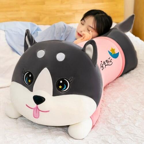 110cm Giant Husky Plush Toy Soft Stuffed Long Dog Pillow Cartoon Animal Doll Sleeping Pillow Cushion Home Decor Kids Baby Gift