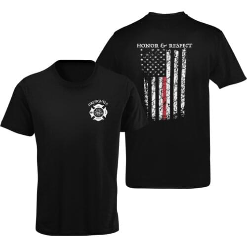 Honor & Respect American Flag Fire Rescue Firefighter T-Shirt. Summer Cotton O-Neck Short Sleeve Mens T Shirt New S-3XL