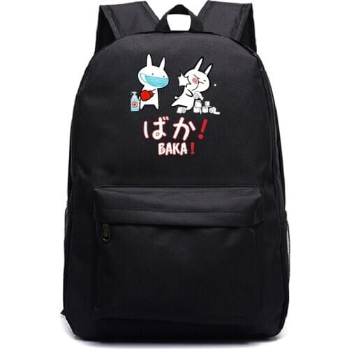 Kawaii Schoolbag Fashion Backpacks Sac A Dos Zipper Laptop Bookbag Kids Travel Bag Baka Rabbit Slap Print Backbag Mochila Mujer