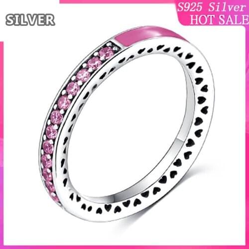 925 sterling silver Classic Hot Sale Tricolor Shiny Crystal for Women,Romantic brand with rings with love shapes diamond ring