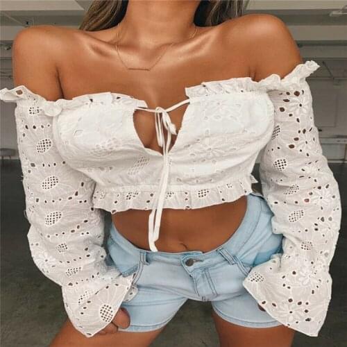 Trendy Women free shipping clothes Sexy Lace off shoulder T-Shirts Pullover Casual pullover Polyester Tops one pieces