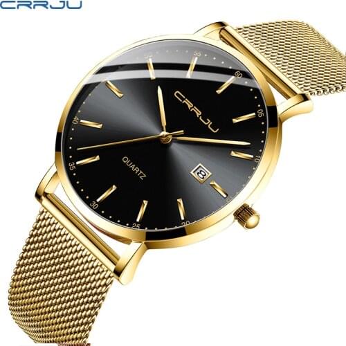 Fashion Wristwatch For Man CRRJU Top Brand Luxury Stainless Steel Waterproof Clocks Men Watch Business Quartz Clock WristWatch