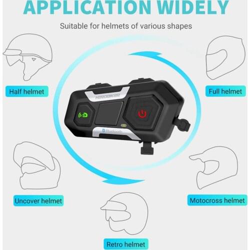 Motorcycle Intercom Interphone 1200M Bluetooth Headset Waterproof for