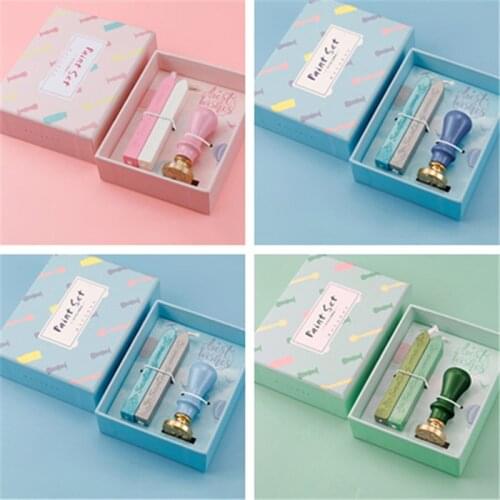 DIY Macaron Custom Stamps Wax Seal Kit Detachable Stamp Set for Sealing Beads Envelope Wedding Packaging Gifts Postcard Stamping