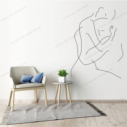Couple Line Draw Art Wall Sticker For Home Decor Living Room Fashion Wall Decals Valentines Removable Murals Wallpoof CX1433