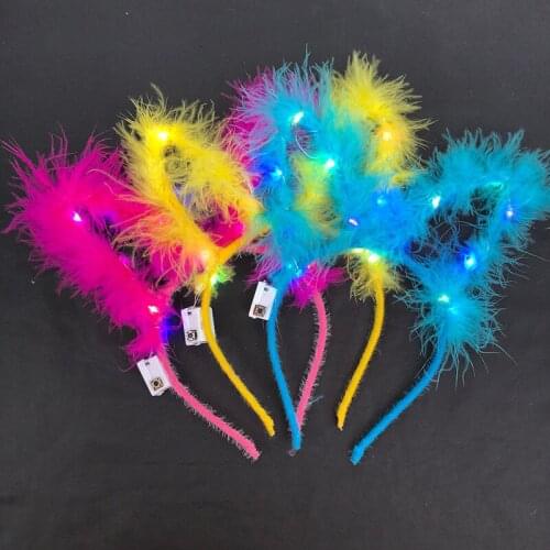 New 14 Lights Bright Feather Earband Concert Light Headwear Night Market new year christmas birthday party Push Gift Toy