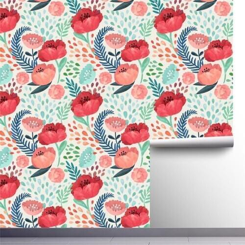 Beautiful Flowers Theme 45*300 cm Thickened Waterproof Self-Adhesive Wallpaper for Room Decoration and Furniture Renovation