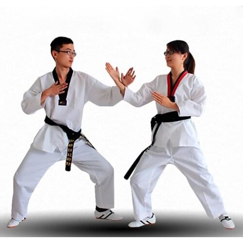 Wholesale Price White WTF Taekwondo Uniform for Kids and Adult Professional Taekwondo Suit for Competition and Training