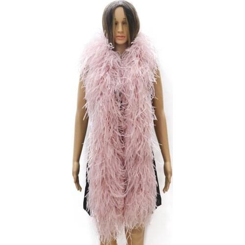Wholesale Natural Ostrich Feathers Boas Clothing Sewing Shawl Pink Feathers For Crafts Decoration Wedding Carnival Accessory 2 M