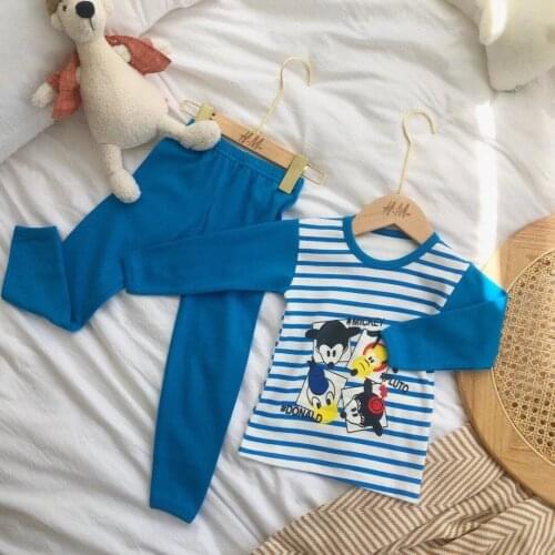 Autumn Winter Kids Pajamas Sets Baby Girl Clothes Boys Pyjamas Disney Mickey Baby Sleepwear Childrens Long Sleeve T-shirt+pants